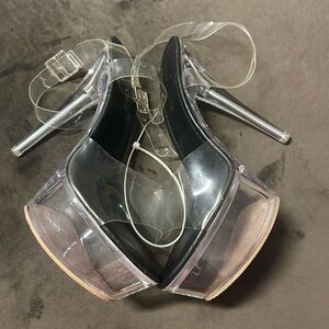Chase + Chloe Clear and Black Platform Heels